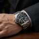 Relogio Automatico Masculino Silver Black Submariner no pulso 10