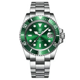 Relogio Automatico Masculino Silver Green Submariner de frente
