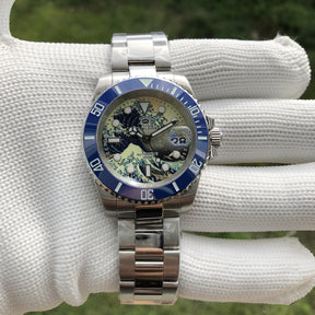 Relogio Automatico STEELDIVE Great Wave Sub Diver Watch Blue 3
