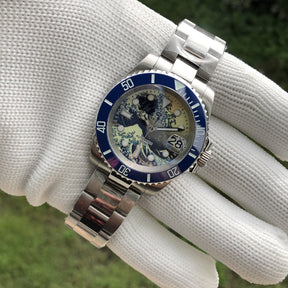 Relogio Automatico STEELDIVE Great Wave Sub Diver Watch Blue 5