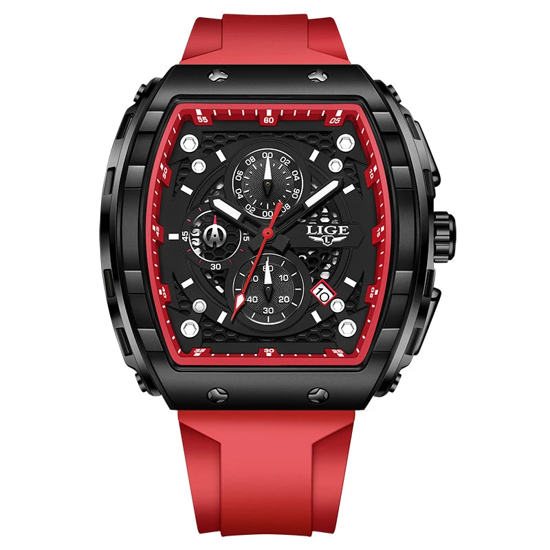Relógio Cronógrafo LIGE Tonneau Red 1