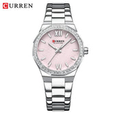 Relogio Feminino Prata Rose Quartzo CURREN 9103 1
