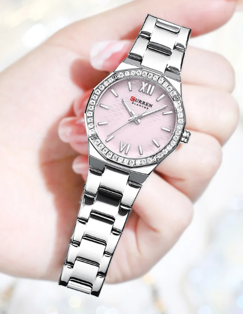 Relogio Feminino Prata Rose Quartzo CURREN 9103 6