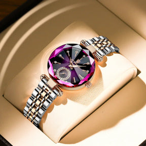Relogio Feminino Rose Quartzo Diamond 6