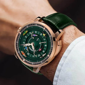 Relogio Masculino Couro Verde Mecanico Horse Racing  1