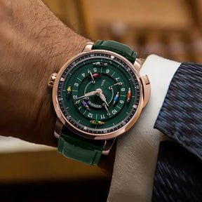 Relogio Masculino Couro Verde Mecanico PINDU Horse Racing  3