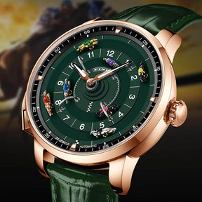Relogio Masculino Couro Verde Mecanico PINDU Horse Racing  5