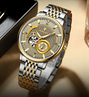 Relogio Masculino Dourado Automatico POEDAGAR Tourbillon 4