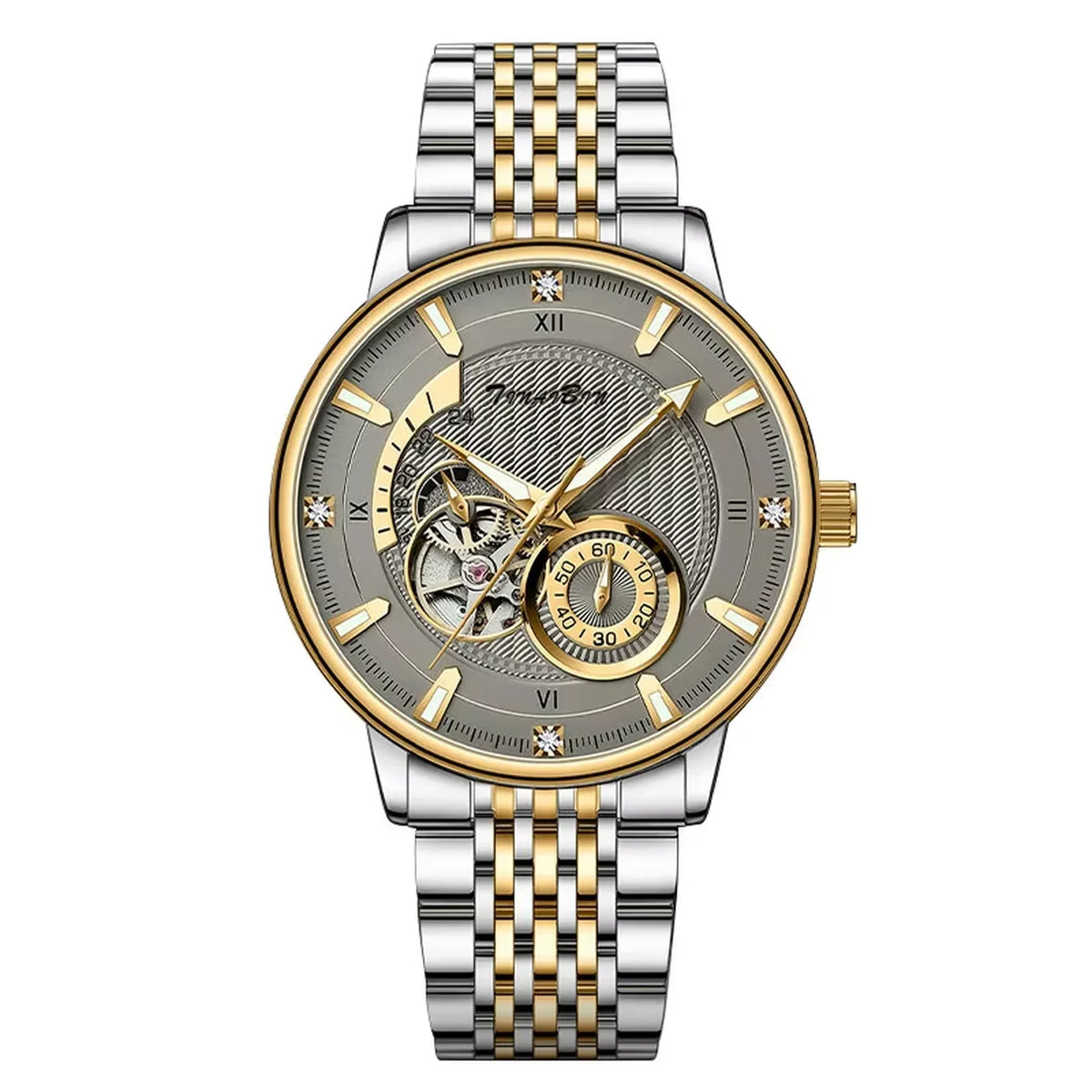 Relogio Masculino Dourado Automatico Tourbillon 1