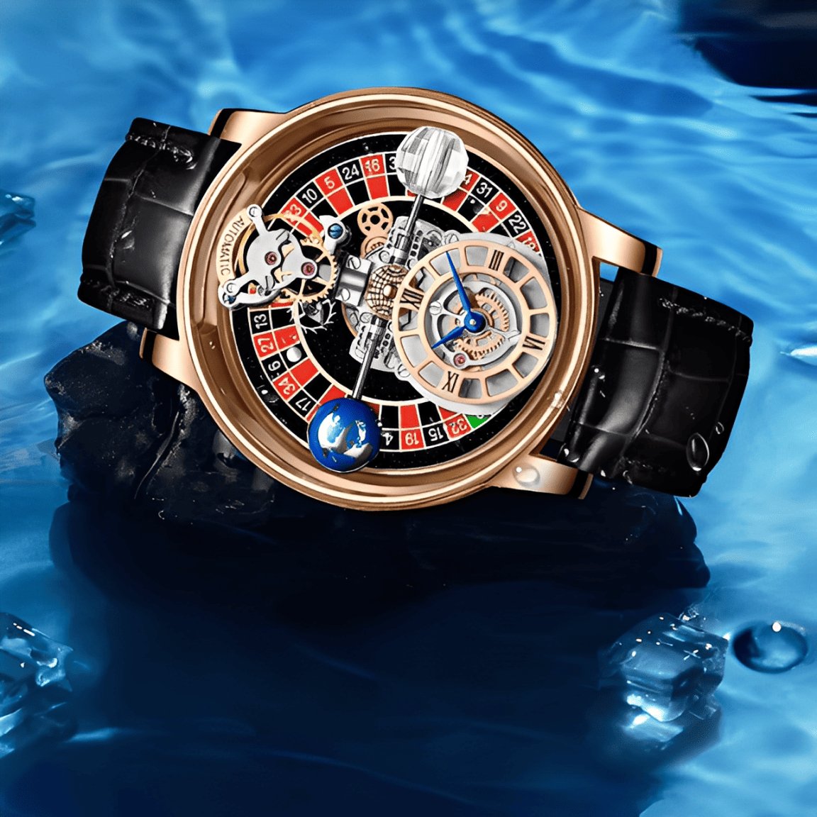 Relogio Masculino Dourado Preto Quartzo PINDU Celestial 5