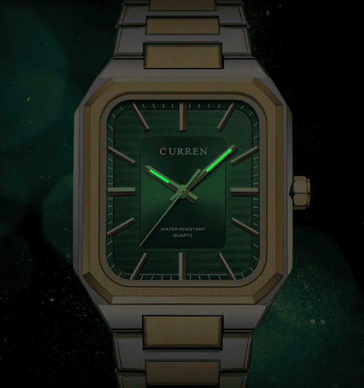 Relogio Masculino Dourado Quadrado Quartzo 8457 5