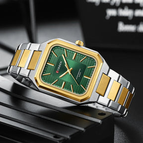 Relogio Masculino Dourado Quadrado Quartzo CURREN 8457 3