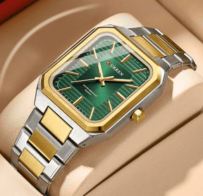 Relogio Masculino Dourado Quadrado Quartzo CURREN 8457 4