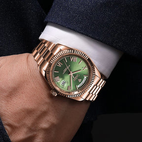 Relogio Masculino Ouro Rose Automatico CADISEN Day Date 2