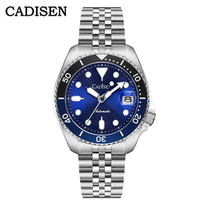 Relogio Masculino Prata Azul Automatico CADISEN C8220 1