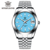 Relogio Masculino Prata Azul Automatico STEELDIVE SD1934 1