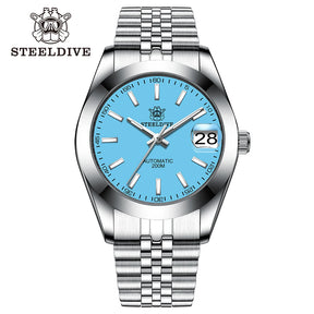 Relogio Masculino Prata Azul Automatico STEELDIVE SD1934 1