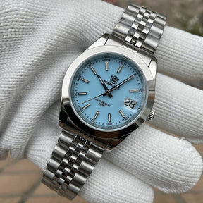 Relogio Masculino Prata Azul Automatico STEELDIVE SD1934 4