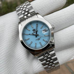 Relogio Masculino Prata Azul Automatico STEELDIVE SD1934 5