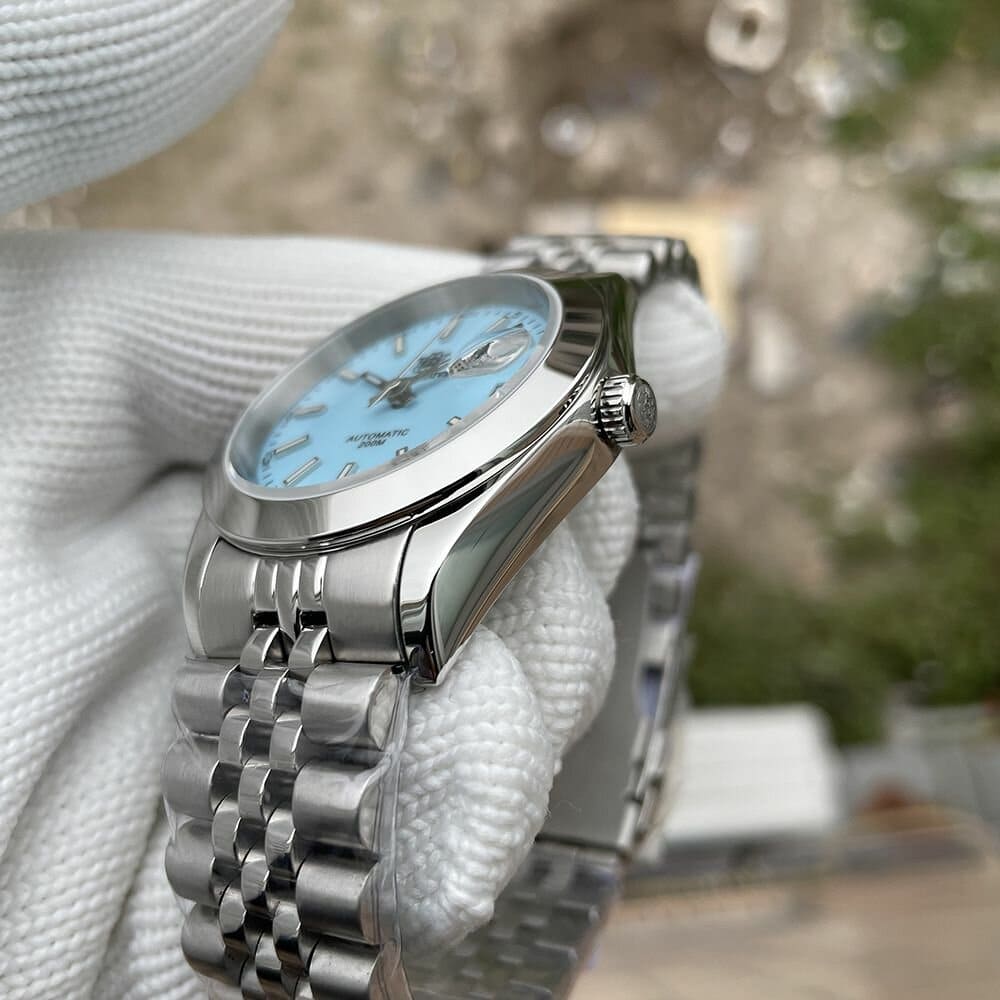 Relogio Masculino Prata Azul Automatico STEELDIVE SD1934 7