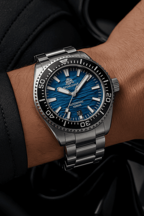 Relogio Masculino Prata Azul Mecanico ADDIESDIVE AD2059 2