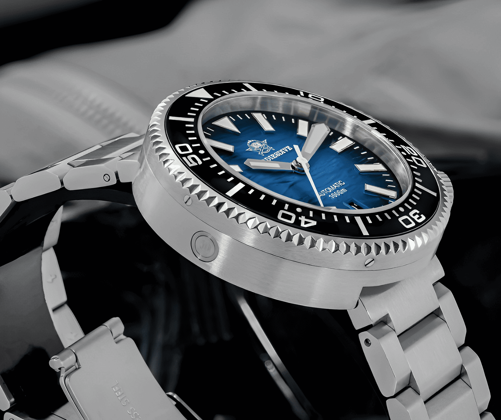 Relogio Masculino Prata Azul Mecanico ADDIESDIVE AD2059 4