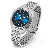 Relogio Masculino Prata Azul Mecanico C8230 1