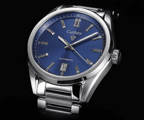 Relogio Masculino Prata Azul Mecanico CADISEN C8227M 3