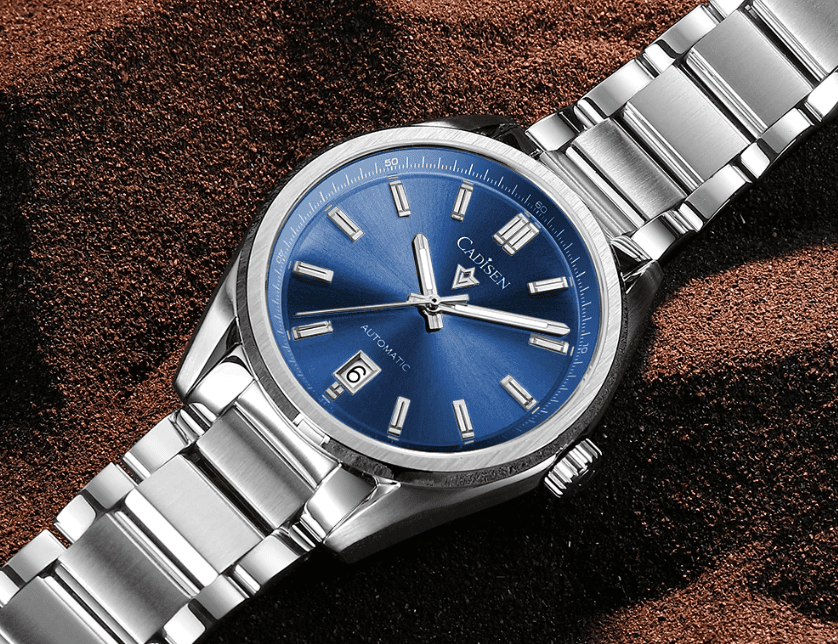 Relogio Masculino Prata Azul Mecanico CADISEN C8227M 4