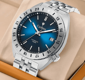 Relogio Masculino Prata Azul Mecanico CADISEN C8230 4