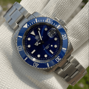 Relogio Masculino Prata Azul Mecanico STEELDIVE Submariner 3