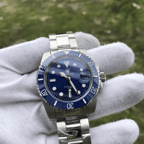Relogio Masculino Prata Azul Mecanico STEELDIVE Submariner 4