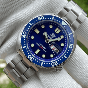 Relogio Masculino Prata Azul Mecanico STEELDIVE Turtle V2 4