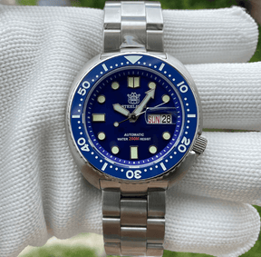 Relogio Masculino Prata Azul Mecanico STEELDIVE Turtle V2 6