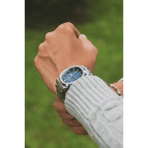 Relogio Masculino Prata Azul Quartz Deluxe 5