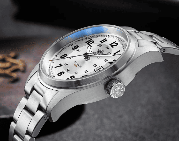 Relogio Masculino Prata Branco Mecanico ADDIESDIVE Field Watch  5