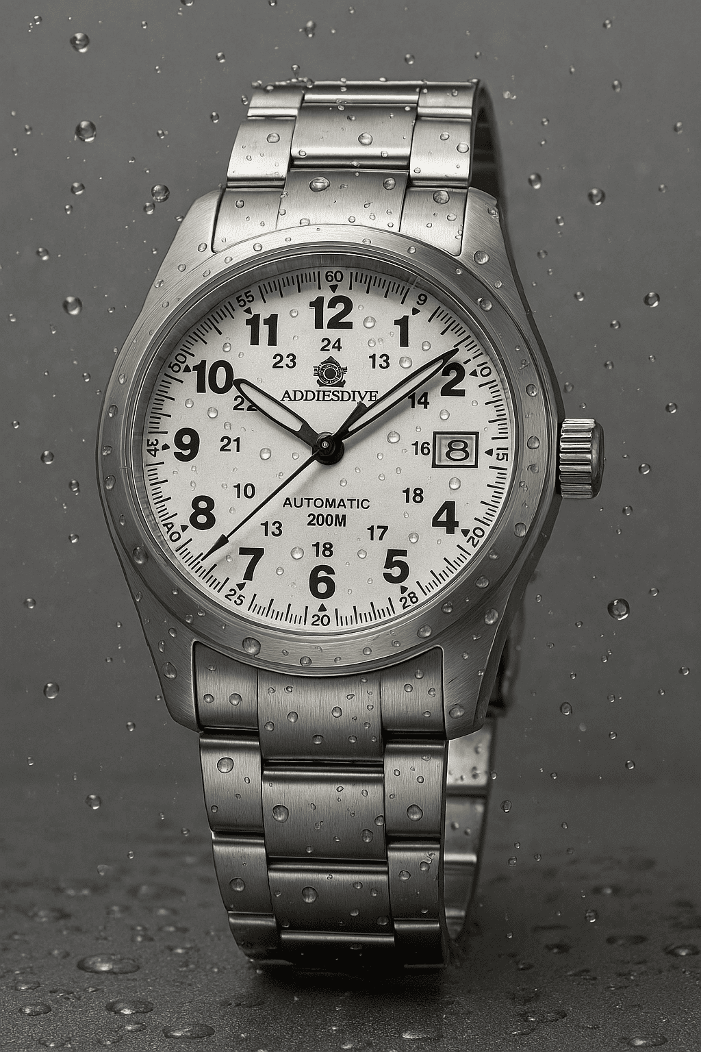 Relogio Masculino Prata Branco Mecanico ADDIESDIVE Field Watch  6