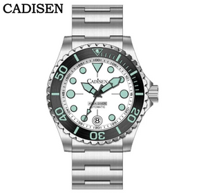 Relogio Masculino Prata Branco Mecanico CADISEN C8232 1