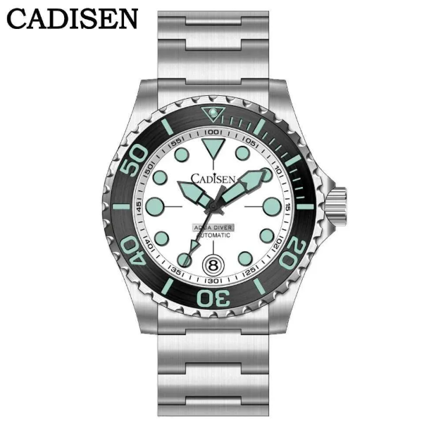 Relogio Masculino Prata Branco Mecanico CADISEN C8232 1