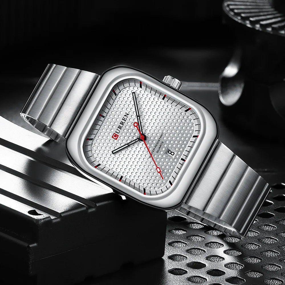 Relogio Masculino Prata Branco Quartzo 8460 3