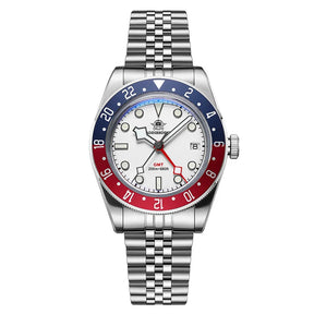 Relogio Masculino Prata Branco Quartzo ADDIESDIVE Pepsi GMT 1