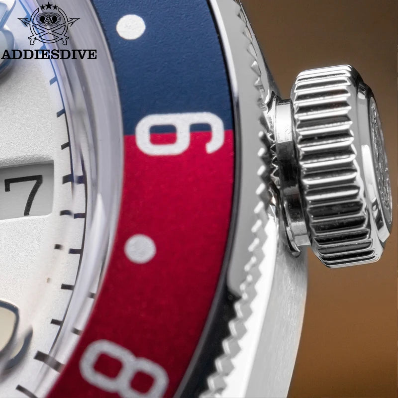 Relogio Masculino Prata Branco Quartzo ADDIESDIVE Pepsi GMT 7