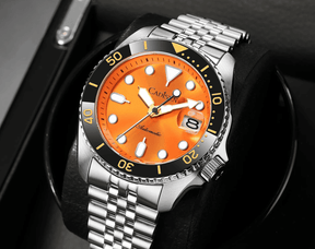 Relogio Masculino Prata Laranja Automatico CADISEN C8220 3