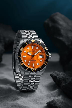 Relogio Masculino Prata Laranja Automatico CADISEN C8220 4