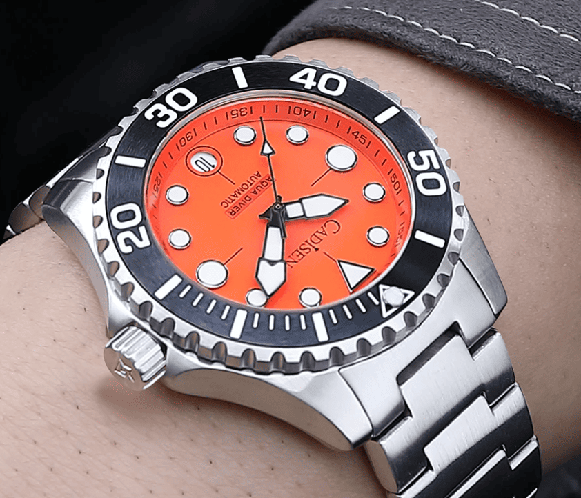 Relogio Masculino Prata Laranja Mecanico CADISEN C8232 2