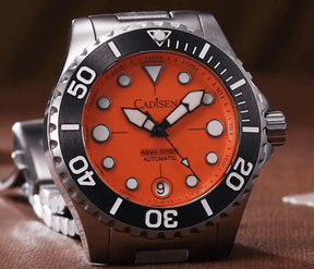 Relogio Masculino Prata Laranja Mecanico CADISEN C8232 3