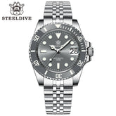 Relogio Masculino Prata Mecanico STEELDIVE Submariner 1