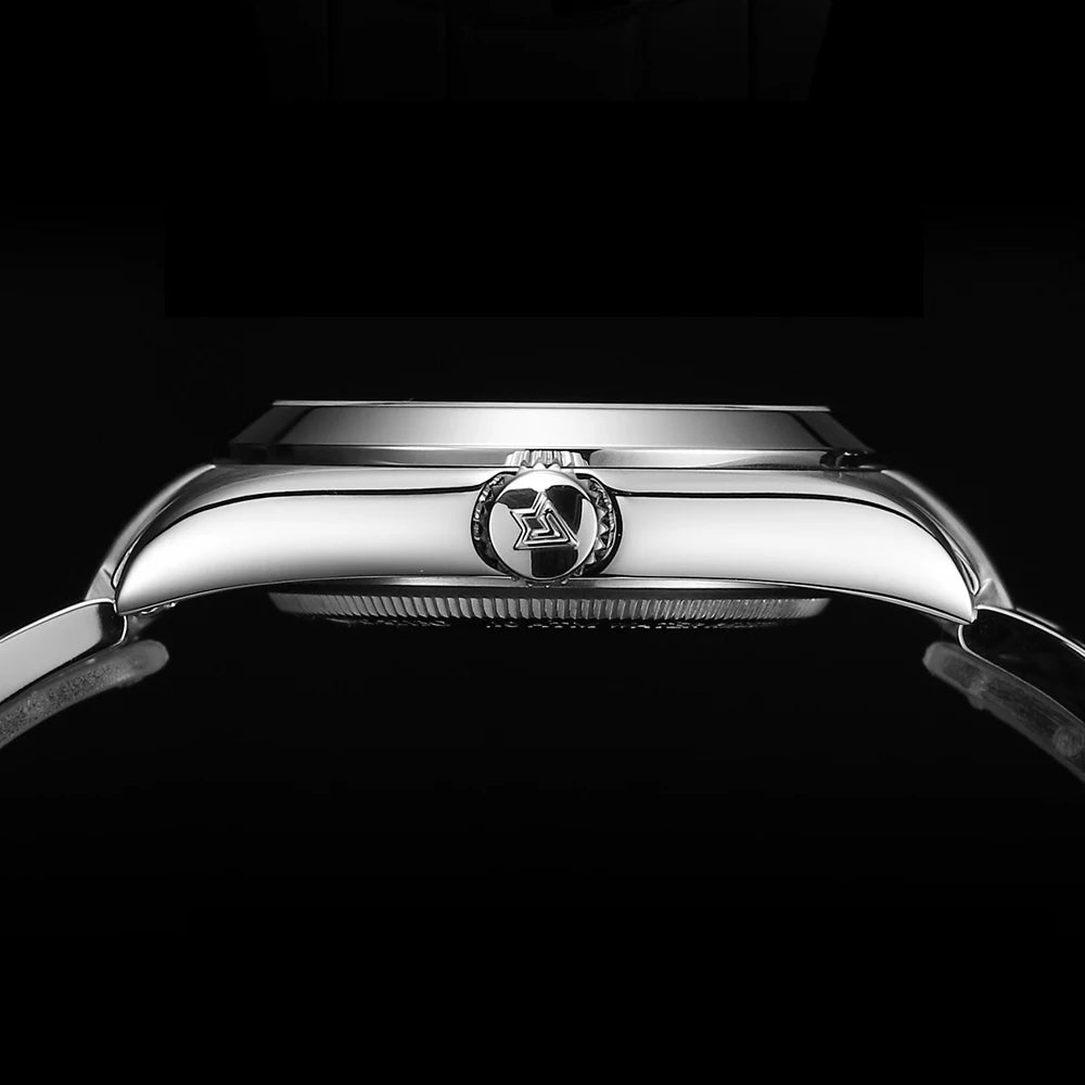 Relogio Masculino Prata Ouro Mecanico  C8213M 7