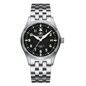 Relogio Masculino Prata Preto Automatico ADDIESDIVE Flieger 1