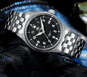 Relogio Masculino Prata Preto Automatico ADDIESDIVE Flieger 3